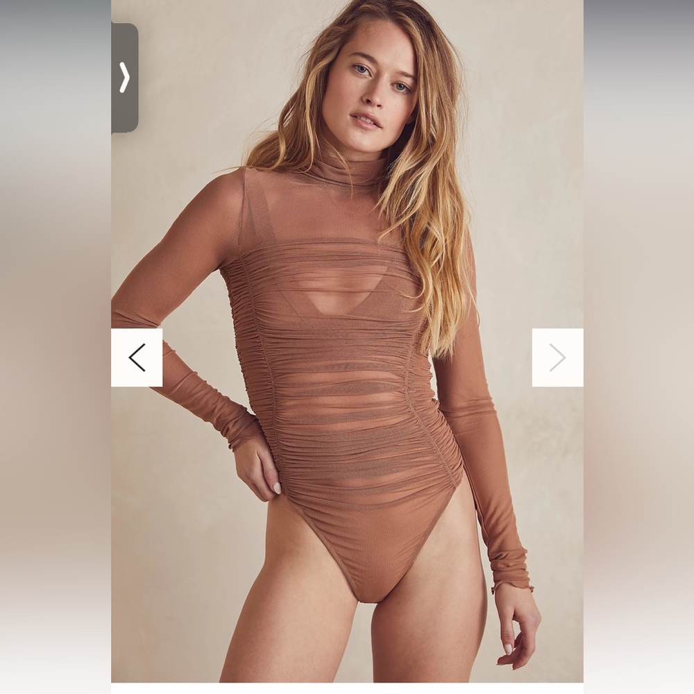 ($68) Free People Under It All Bodysuit XS - Cafe Brown